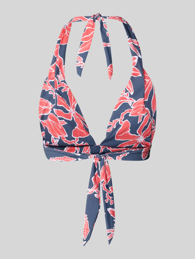 Productfoto, Bikini-top met halternek model 'Camolo' van Barts, multicolor dessin, V-hals, triangel fit, materiaal met stretch, vetersluiting