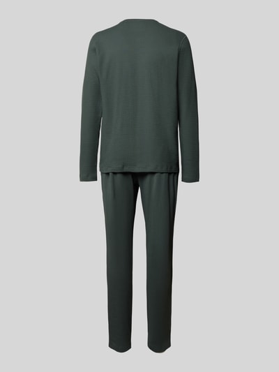 Schiesser Relaxed fit pyjama met knoopsluiting Lindegroen - 3