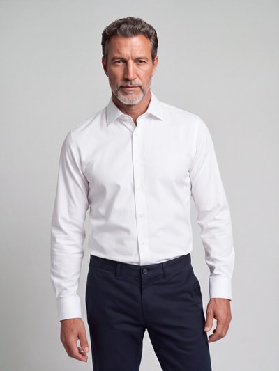 OLYMP Modern Fit Businesshemd aus reiner Baumwolle Modell 'Global Kent' Weiss 4