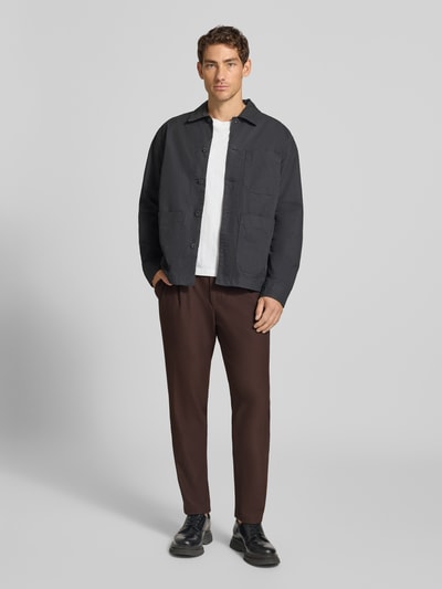 Strellson Relaxed Fit Bundfaltenhose mit Logo-Detail Modell 'Lui' Schoko 1