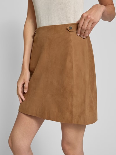 Christian Berg Woman Selection Minirock aus echtem Ziegenvelours mit Zier-Applikation Mittelbraun 3