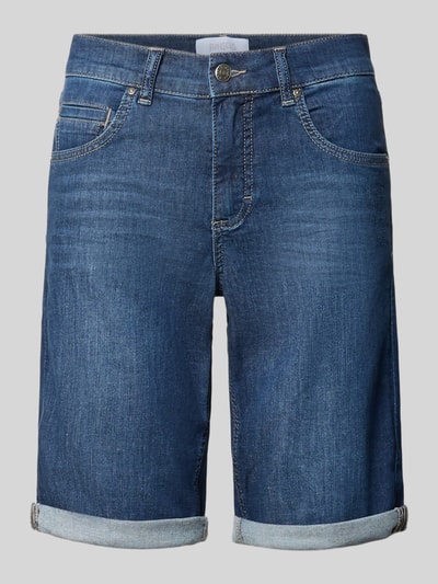 Produktfoto, Jeansshorts mit Eingrifftaschen von Angels aus Baumwoll-Elasthan-Mix im Regular-Fit, Umschlag, blaue Denimstruktur, Bundweite bei Größe 36: 39 cm, Innenbeinlänge: 27 cm