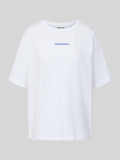 Produktfoto, Oversized T-Shirt aus reiner Baumwolle Modell 'GIANNAA CHAANGE' von Armedangels in Optik: Unifarben, Label-Print, Feinripp, Kurzarm, Rundhals