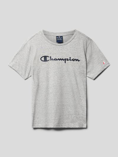 CHAMPION T-Shirt mit Label-Print Mittelgrau Melange 1