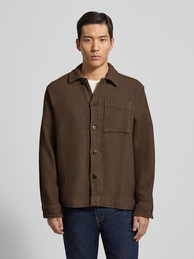 SELECTED HOMME Regular fit overhemdjack van puur biologische katoenmix, model 'REGFRED' Chocoladebruin - 4