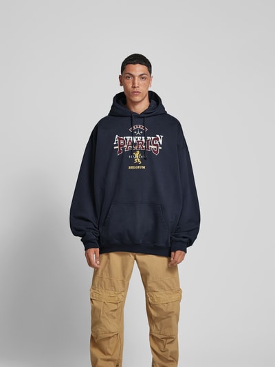 VETEMENTS Hoodie mit Label-Stickerei Marine 4