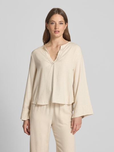 My Essential Wardrobe Blouseshirt met V-hals, model 'Dias' Beige - 4