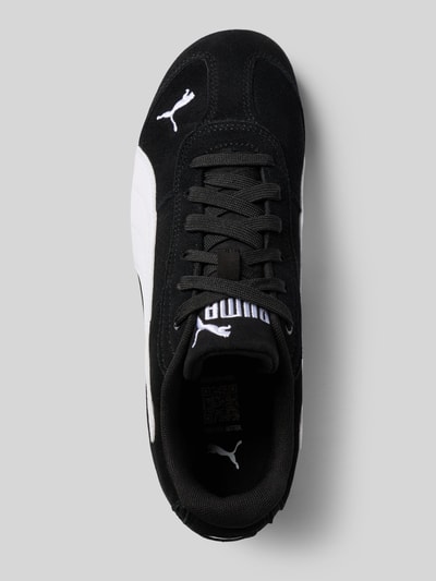 Produktfoto, Sneaker aus Leder-Mix Modell 'Replicatch' von PUMA, schwarz-weiß mit Logo-Stitching, glatte Sohle, Damenschuh, Draufsicht