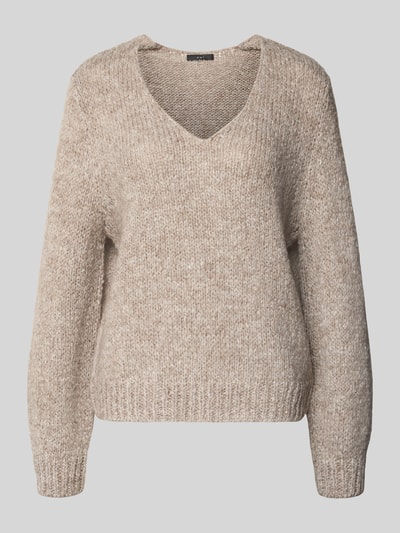 Oui Regular Fit Pullover mit Woll- und Mohair-Anteil Taupe 2