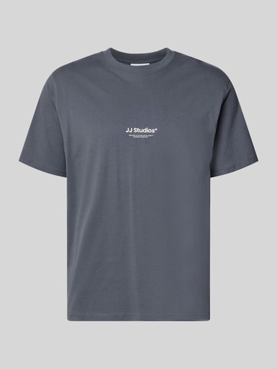 Productfoto, Regular Fit T-Shirt met logo-print model 'Soho' van Jack & Jones, puur katoen, antraciet, effen, rechte vorm, maat M ruglengte 61 cm