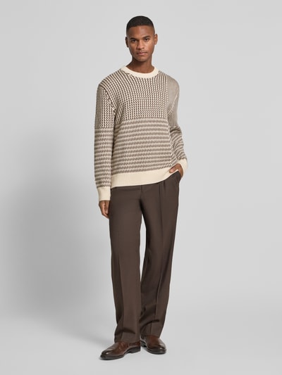 CK Calvin Klein Regular Fit Wollpullover mit Rundhalsausschnitt Offwhite 1