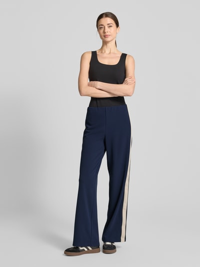 Vero Moda Wide leg sweatpants met contraststrepen, model 'BERLIN' Marineblauw gemêleerd - 1