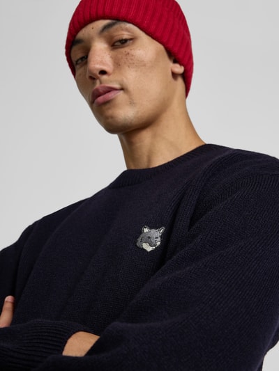 MAISON KITSUNÉ Pullover mit Label-Stitching Marine 3