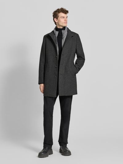 Roy Robson Kurzmantel mit Steppeinsatz und Stehkragen Graphit 1