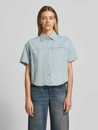OPUS Boxy Fit Jeansbluse mit 1/2-Arm Modell 'Ferluna breath' Hellblau 4