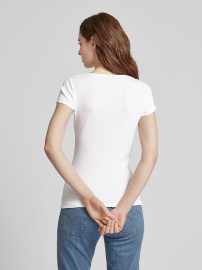 Guess T-shirt z krótką listwą guzikową Biały 5