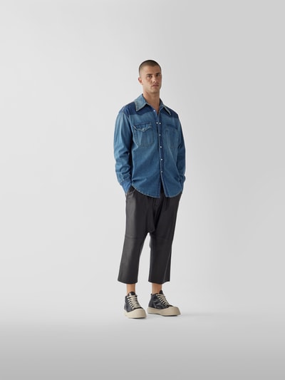 Maison Margiela Jeanshemd mit Kontrastnähten Dunkelblau 1