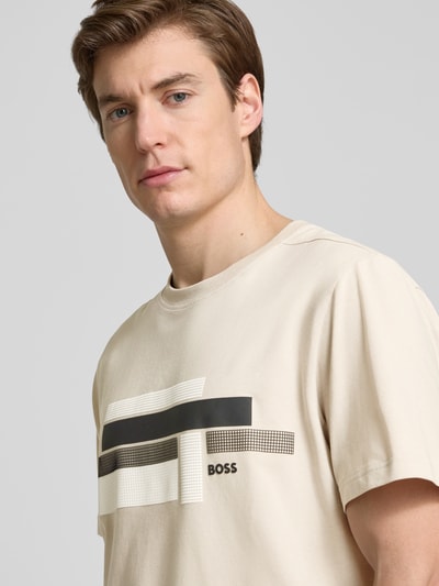 BOSS Green T-Shirt mit Label-Print Beige 3