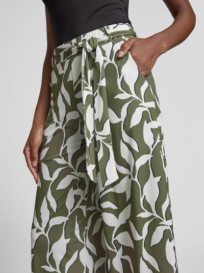 More & More Wide leg stoffen broek met strikceintuur Olijfgroen - 3