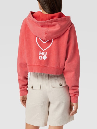 HUGO Cropped Hoodie mit Label-Stitching Modell 'Dimalaya' Hellrot 5