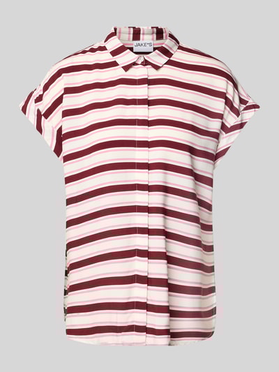 Jake*s Casual Regular fit blouse met streepmotief Donkerrood - 2