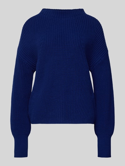 Produktfoto, Strickpullover mit Stehkragen Modell 'TELLINA' von Someday in Dunkelblau, Baumwoll-Mix, grobe Strickstruktur, gerippte Abschlüsse