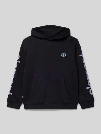 Element Boxy fit hoodie met labelprint, model 'PEAKS' Zwart - 1