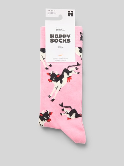 Happy Socks Sokken met motiefstitching, model 'Cow' Roze - 3