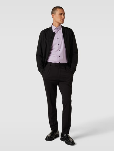 OLYMP Regular Fit Business-Hemd mit Allover-Muster Modell 'Modern Kent' Aubergine 1