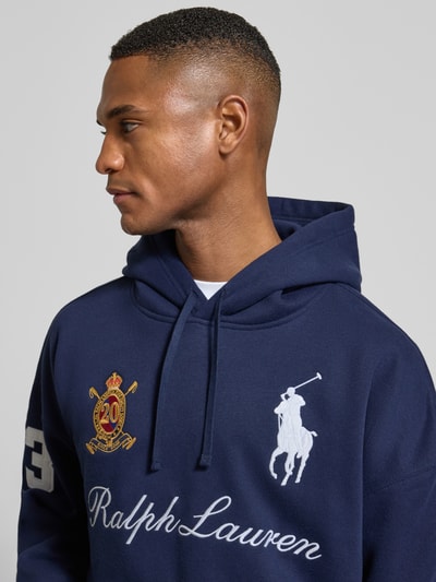 Polo Ralph Lauren Hoodie met labelstitchings en kangoeroezak Marineblauw - 3