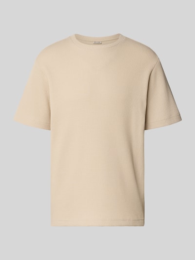 Produktfoto, Regular Fit T-Shirt aus Baumwoll-Mix Modell 'TOBIE' von Only & Sons, beige, unifarben, Waffel-Struktur, Rundhals, frontale Ansicht