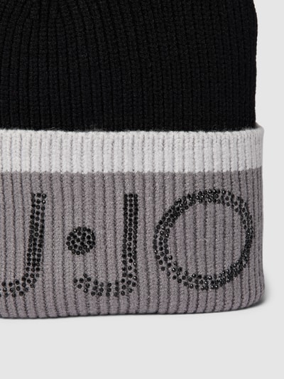 Liu Jo White Beanie im Colour-Blocking-Design mit Strasssteinbesatz Black 2