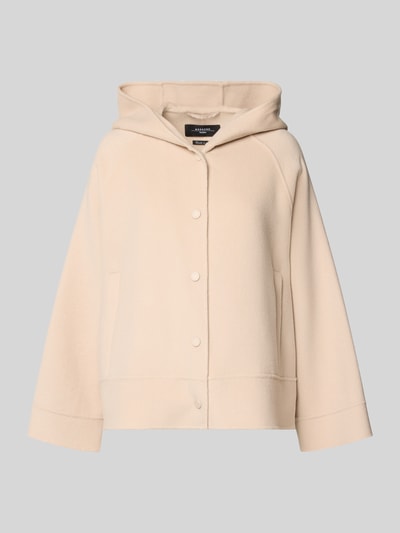 Produktfoto, Boxy Fit Wolljacke mit Kapuze Modell 'OLIATO' von Weekend Max Mara in Optik: Unifarben, Schurwoll-Mix, mit Druckknöpfen, Raglanärmel, Kimonoärmel, Rückenpasse und seitlichen Eingrifftaschen.