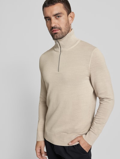 Marc O'Polo Regular Fit Troyer mit Ottoman-Struktur Offwhite 3