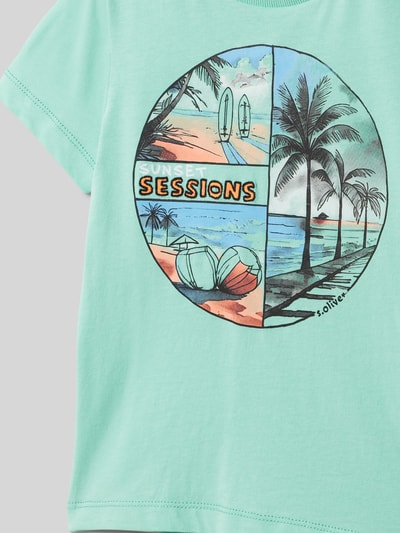 s.Oliver RED LABEL T-shirt o kroju regular fit z czystej bawełny Turkusowy 2