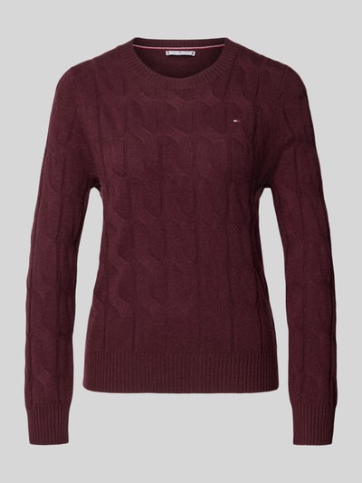 Tommy Hilfiger Sweter z dzianiny o kroju regular fit z czystej wełny Bordowy 2