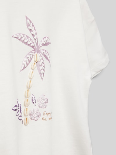 Mango T-Shirt mit Motiv-Print Modell 'palm' Weiss 2
