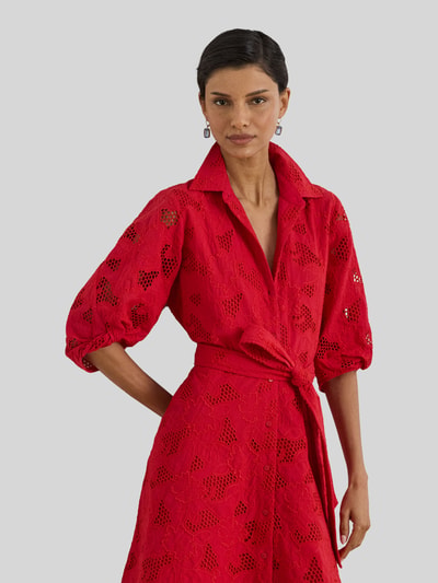 Lauren Ralph Lauren Hemdblusenkleid aus Lochspitze Rot 4