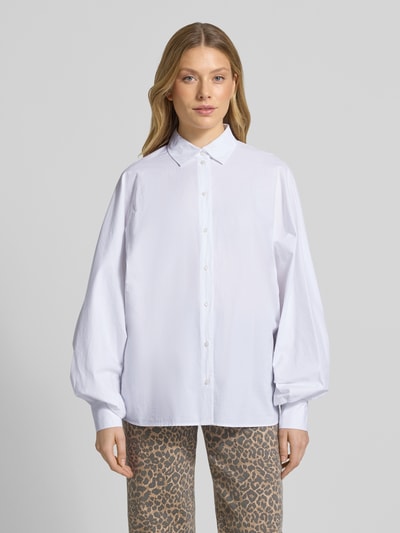 ROBE LÉGÈRE Bluzka koszulowa o kroju regular fit z czystej bawełny Biały 4