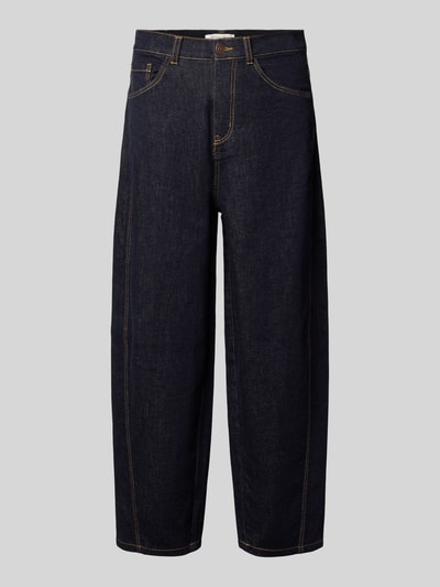 Produktfoto, Balloon Fit Jeans aus Baumwoll-Mix von Christian Berg Woman, ciemny niebieski, krój balloon fit, 5 kieszeni, szerokość w rozmiarze 36: 37 cm, długość nogawki wewnętrznej w rozmiarze 36: 63 cm