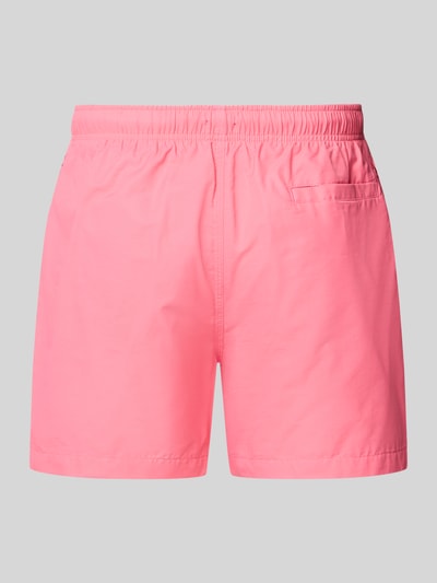 Produktfoto, Badehose mit elastischem Bund und Tunnelzug von MCNEAL in Pink, Baumwoll-Mix, Regular-Fit, glatte Struktur, Rückansicht.