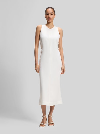 BOSS Orange A-Linien Midikleid aus Leinen-Viskose-Mix Modell 'DELINNA' Offwhite 1