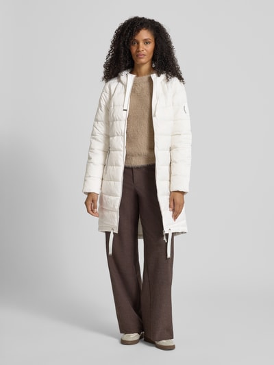 monari Regular fit gewatteerd lange jas met tunnelkoord Offwhite - 1