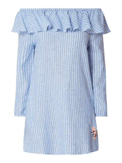 Frogbox Off Shoulder Kleid aus Leinen  Hellblau 2