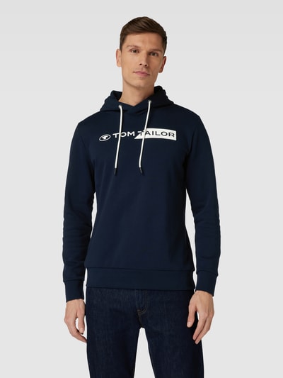 Tom Tailor Hoodie met labelprint Donkerblauw - 4