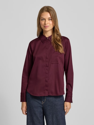 comma Regular Fit Hemdbluse mit Brusttasche Modell 'September' Bordeaux 4