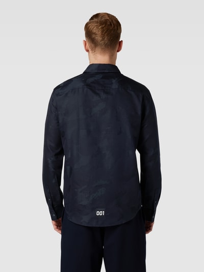 ARMANI EXCHANGE Vrijetijdsoverhemd met fijn gestructureerd labelmotief, model 'CAMO' Donkerblauw - 5