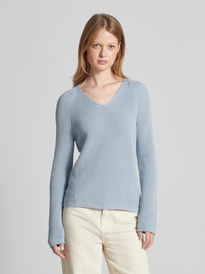 BOSS Orange Strickpullover mit U-Boot-Ausschnitt Modell 'Fardin' Hellblau 4