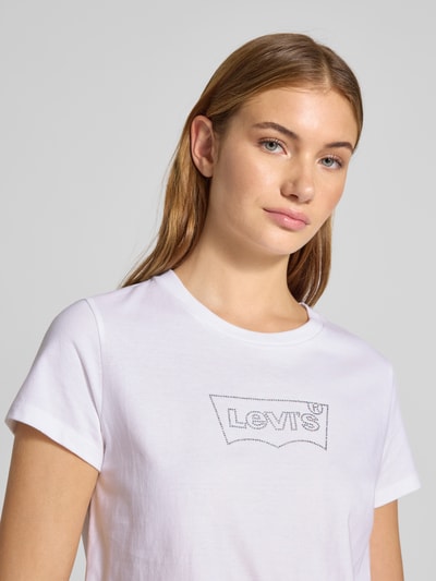 Levi's® T-Shirt mit Ziersteinbesatz und Rundhalsausschnitt Weiss 3