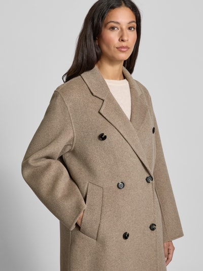 Stefanel Lange jas met reverskraag en steekzakken Beige gemêleerd - 3